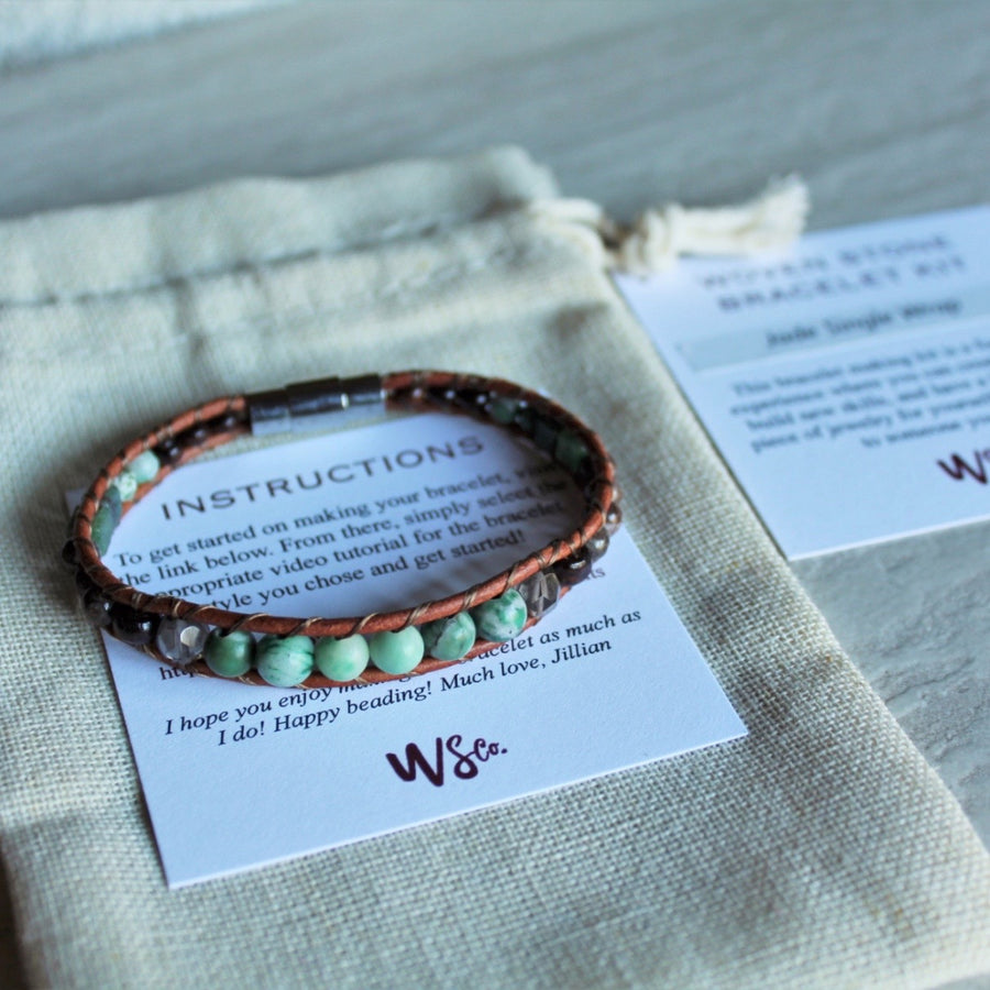 Woven Stone Bracelet Kit - Jade Single Wrap