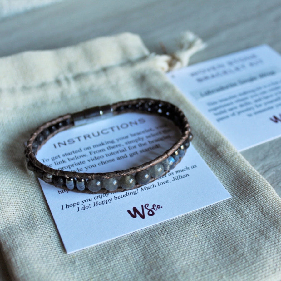 Woven Stone Bracelet Kit - Labradorite Single Wrap