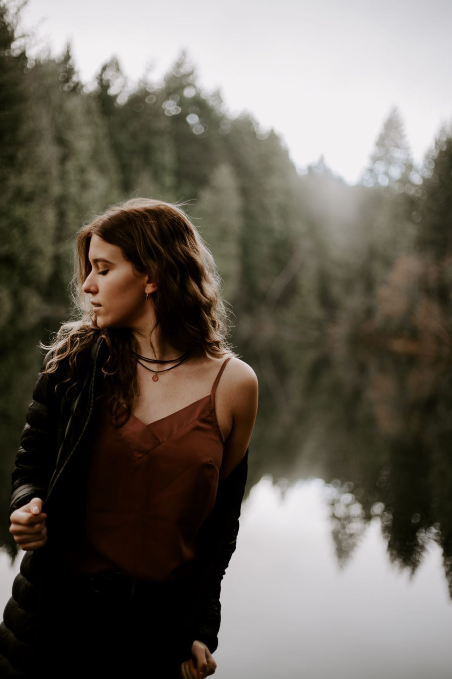 Antique Brown Leather + Rose Quartz Necklace