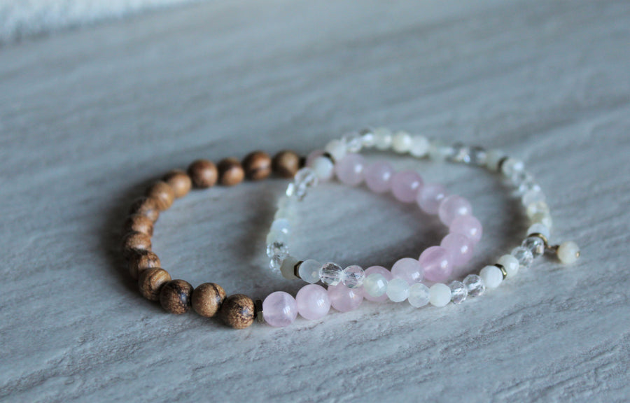 Rose Quartz + Moonstone Stacker Set