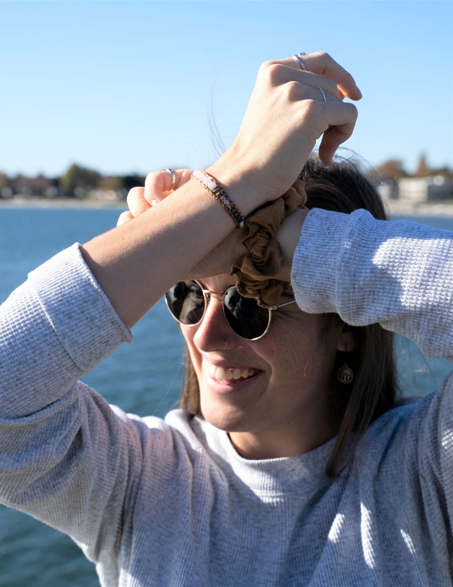 Rose Quartz Collection - Single Wrap Bracelet - Woven Stone Co.