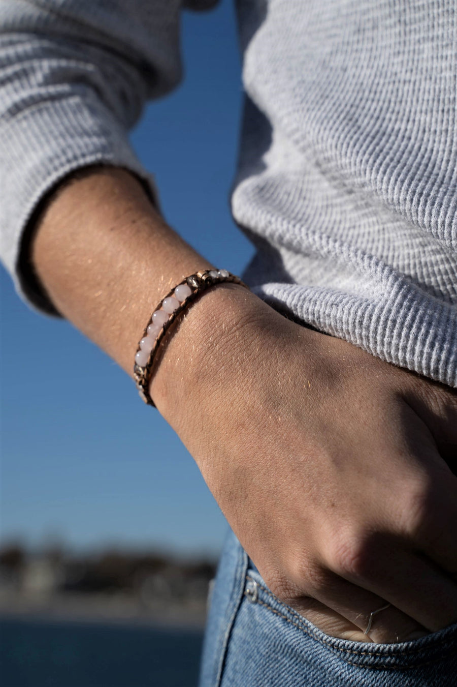 Rose Quartz Collection - Single Wrap Bracelet - Woven Stone Co.