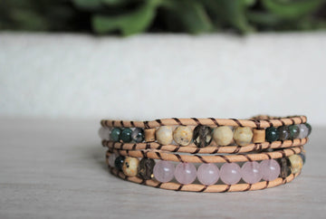 Rose Quartz Collection - Double Wrap Bracelet - Woven Stone Co.