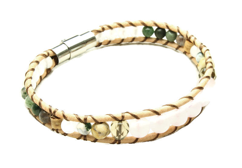 Rose Quartz Collection - Single Wrap Bracelet - Woven Stone Co.