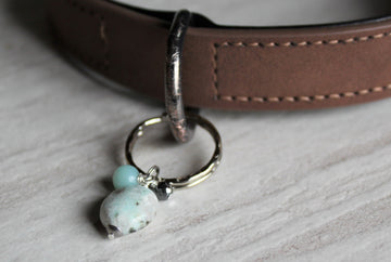 Pet Collar Charm - Sesame Jasper, Amazonite, Hematite