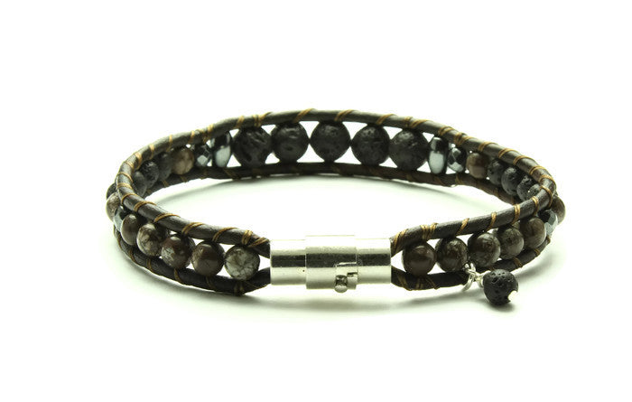 Snowflake Jasper - Oil Diffuser Bracelet - Woven Stone Co.