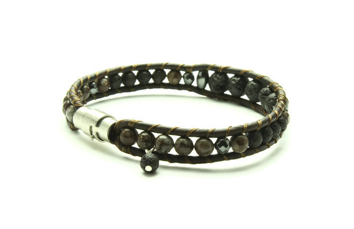 Snowflake Jasper - Oil Diffuser Bracelet - Woven Stone Co.