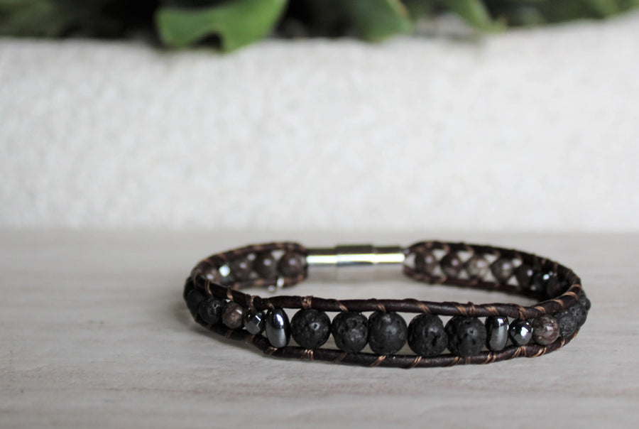 Snowflake Jasper - Oil Diffuser Bracelet - Woven Stone Co.