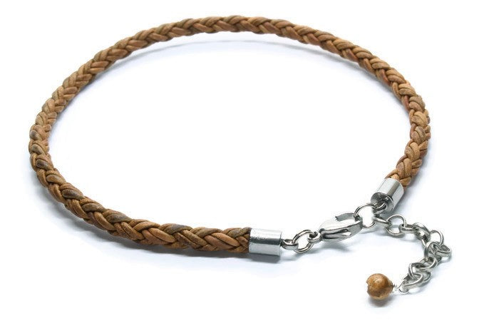 Tan Leather Anklet Woven Stone Co