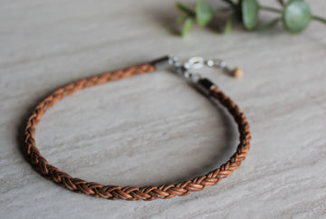 Tan Leather Anklet - Woven Stone Co.