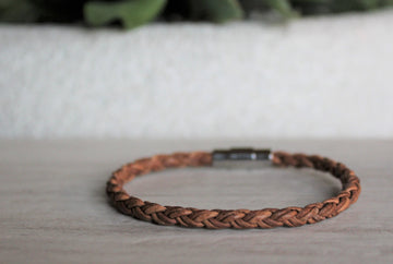 Tan Leather Bracelet - Woven Stone Co.