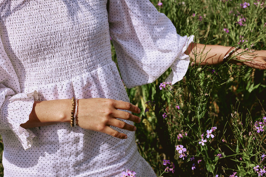 Amethyst + Moonstone Lavender Quartz Stacker Set