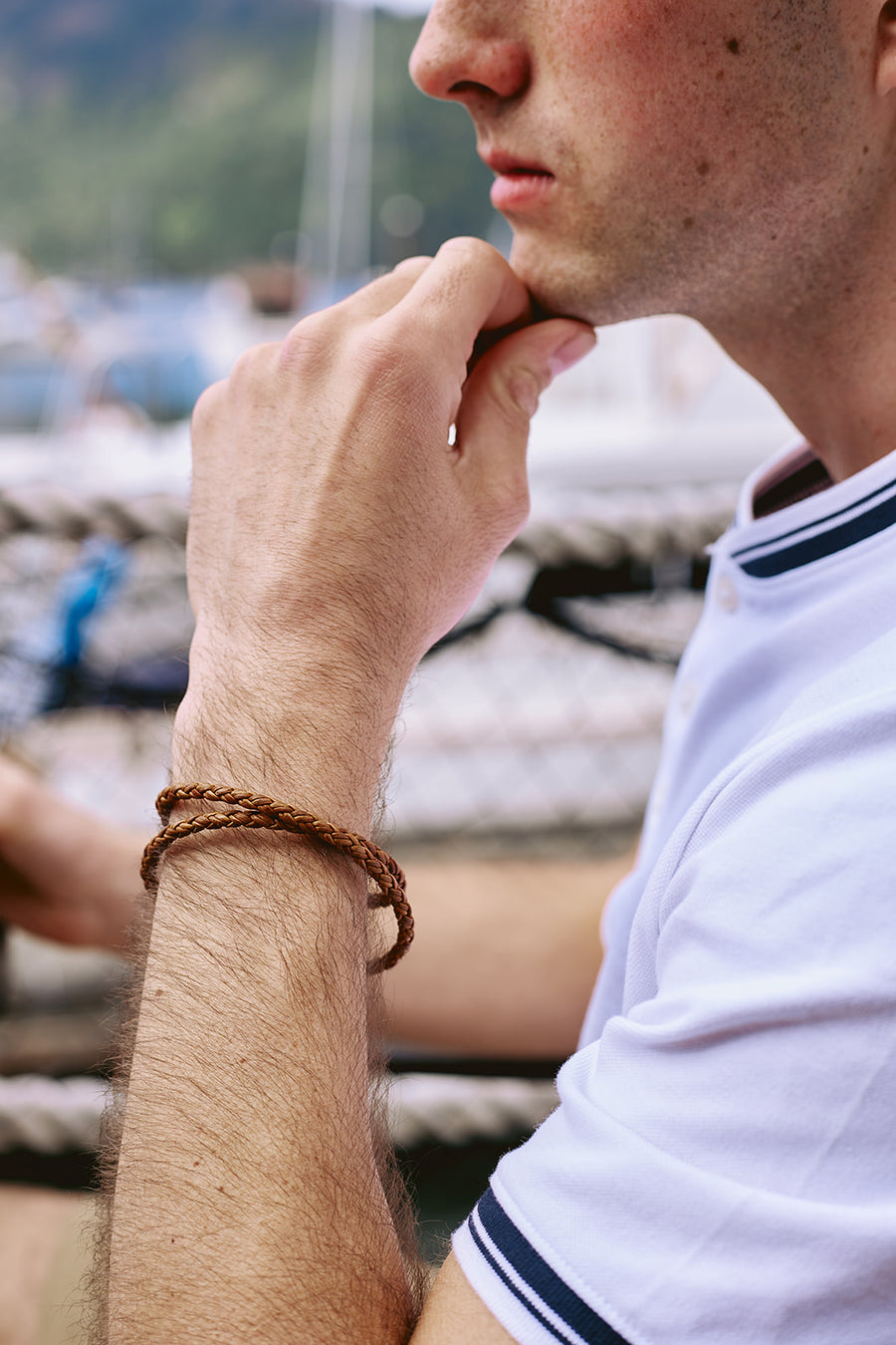 Tan Leather Double Wrap Bracelet